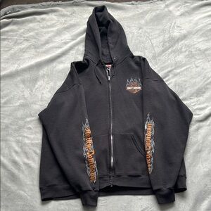Harley-Davidson Charcoal Zip-Up with Fiery Accents